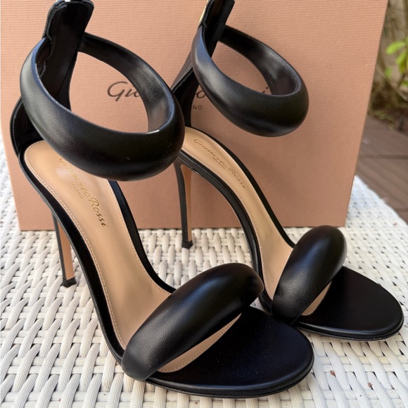 Gianvito Rossi Bijoux Black Nero Lambskin Napa Leather Ankle Strap Heels 37.5 - Picture 11 of 13